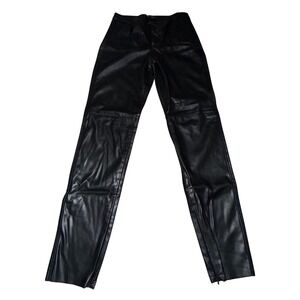 ZARA Faux Leather High Waisted Pants Black Side Zip Cropped Leg Women Size M‎